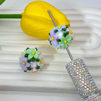 Flower Cluster Clay Beads 20mm Fresh Camellia Polymer 10pcs 9