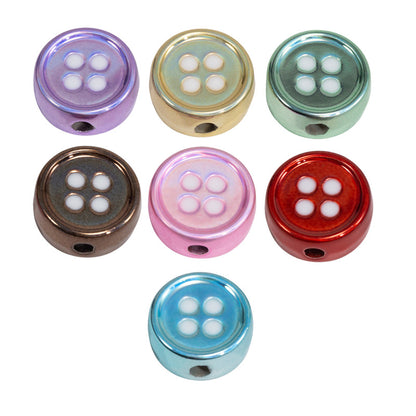 Plating Star and Heart Button Acrylic Beads 11mm Assorted Colors 50pcs 8