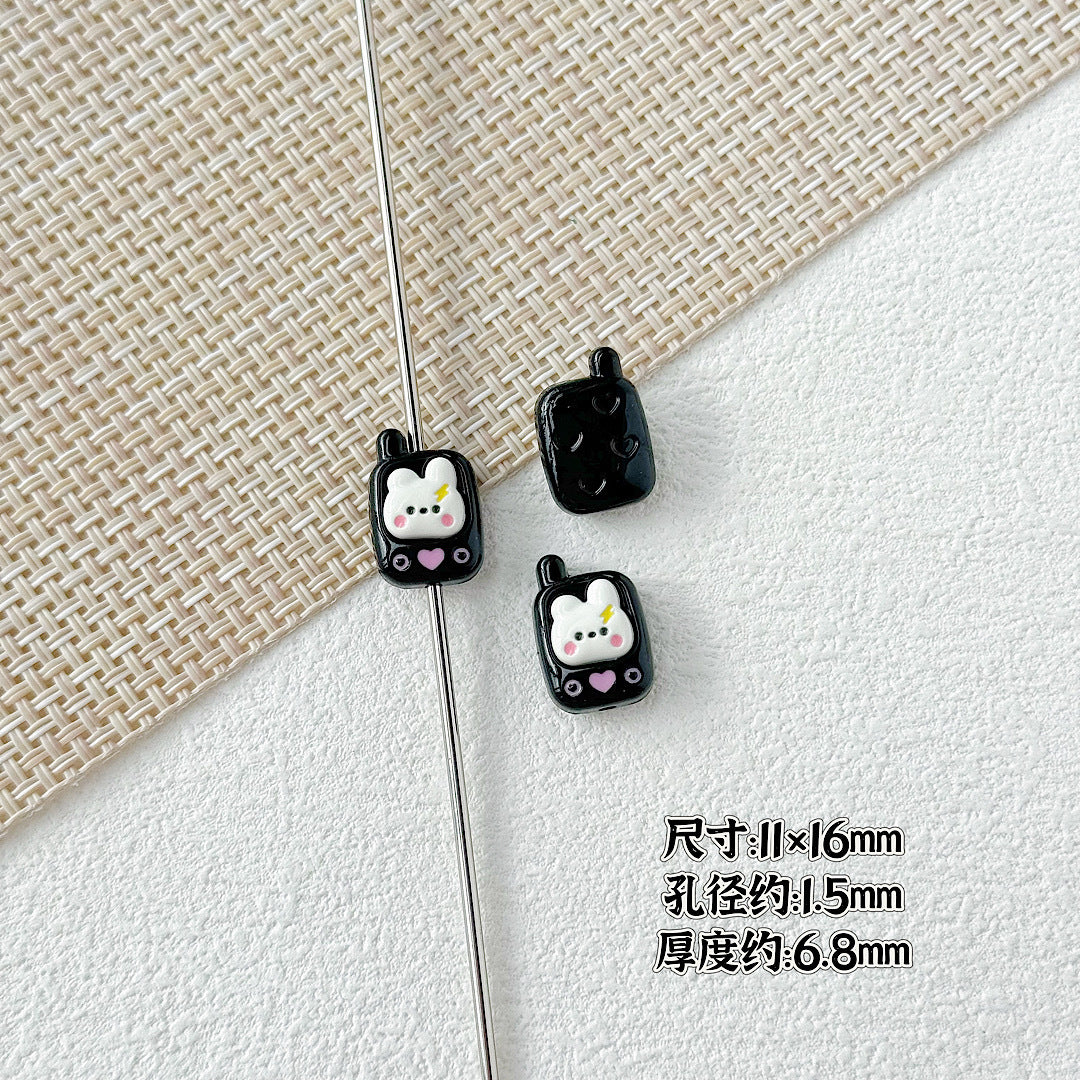 Painted Metal Beads 16mm Enamel Baking Phone & Yogurt Box 10pcs 12