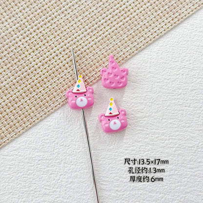 Dolphin and Birthday Bear Metal Beads 15 17mm Painted Alloy 10pcs 19