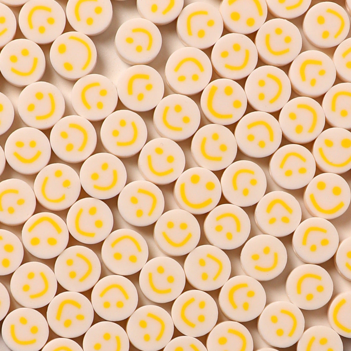 Flat Clay Beads 10mm Colorful Smiley Face Polymer 100pcs 6