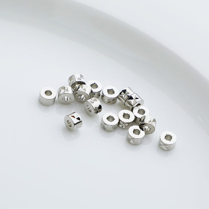 Brass Cylindrical Spacer Beads Patterned Cutting 50pcs 4