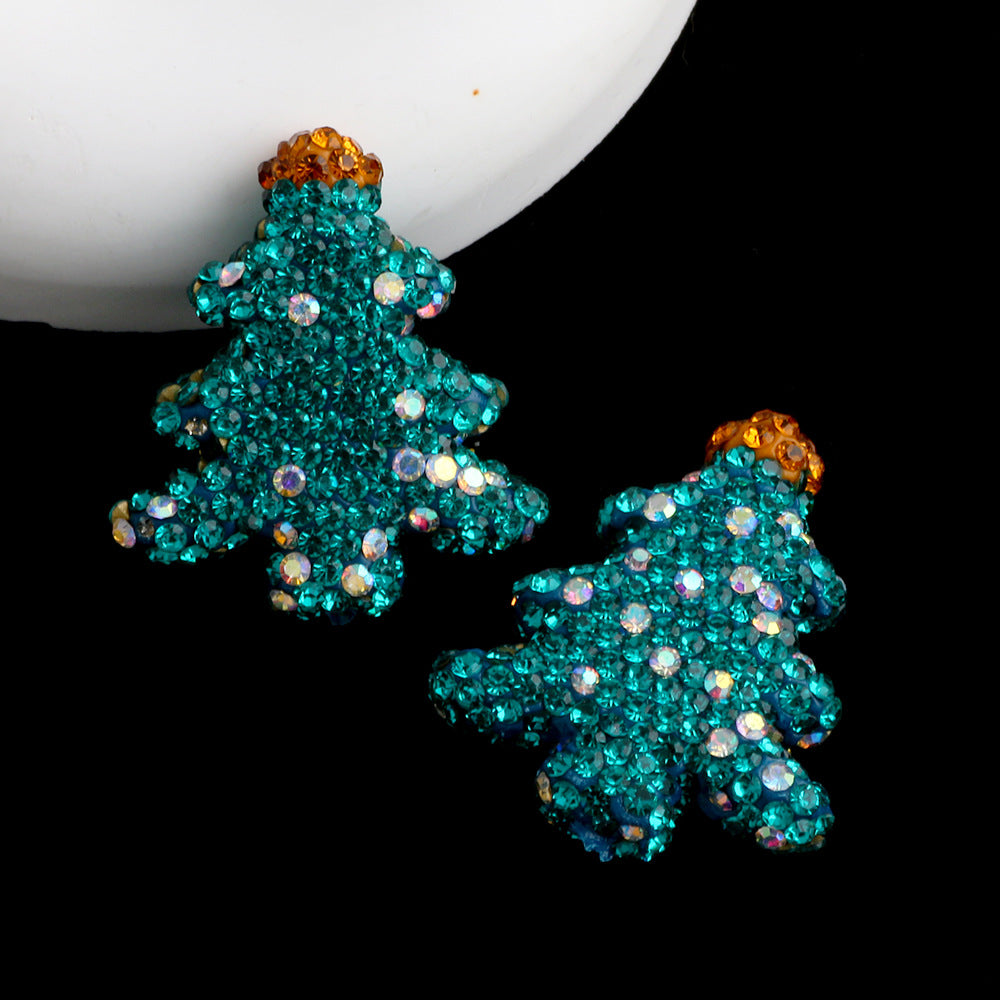 Polymer Clay Christmas Tree Rhinestone Beads 27mm Pre-Lit 2pcs 16