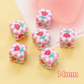 Plaid Sunflower Square Acrylic Beads 14mm Colorful Floral 10pcs 6