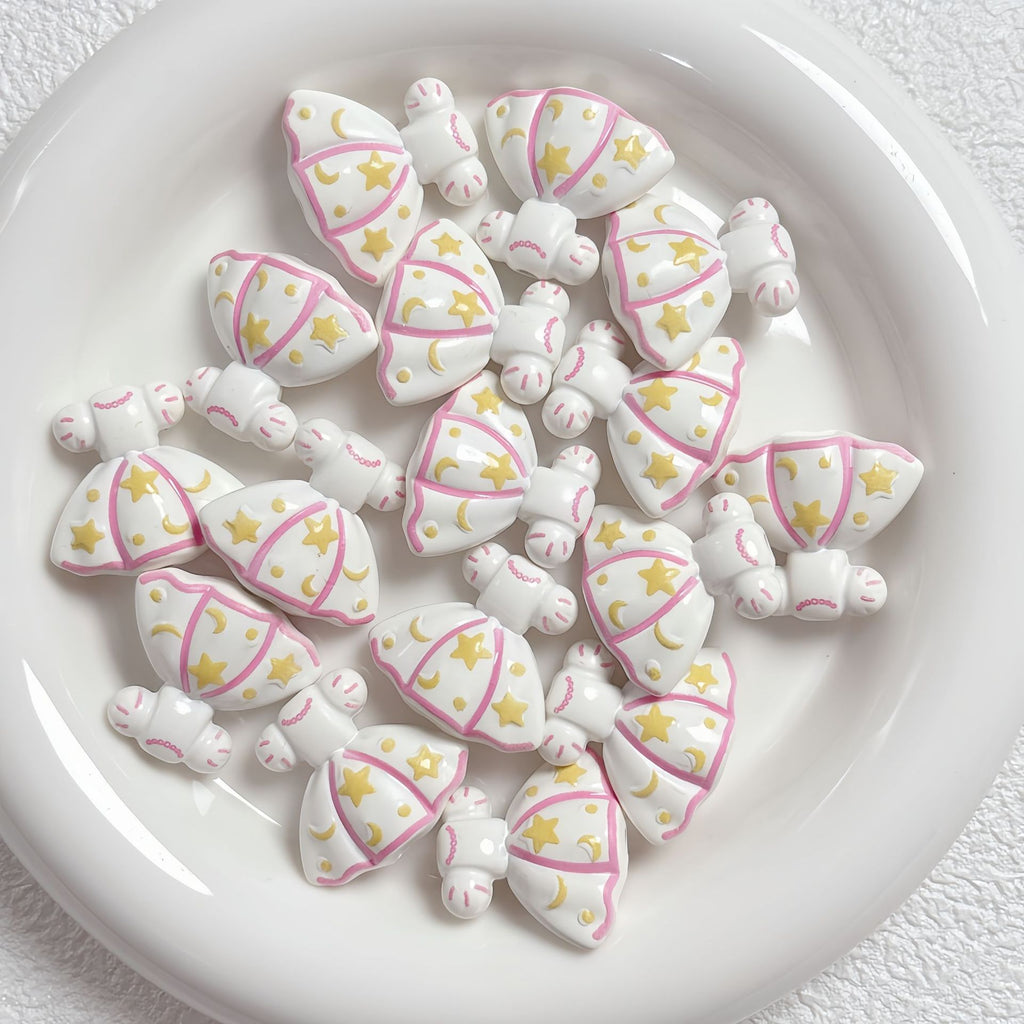 Painted Dress Acrylic Beads 26mm Colorful Assorted 5pcs 3