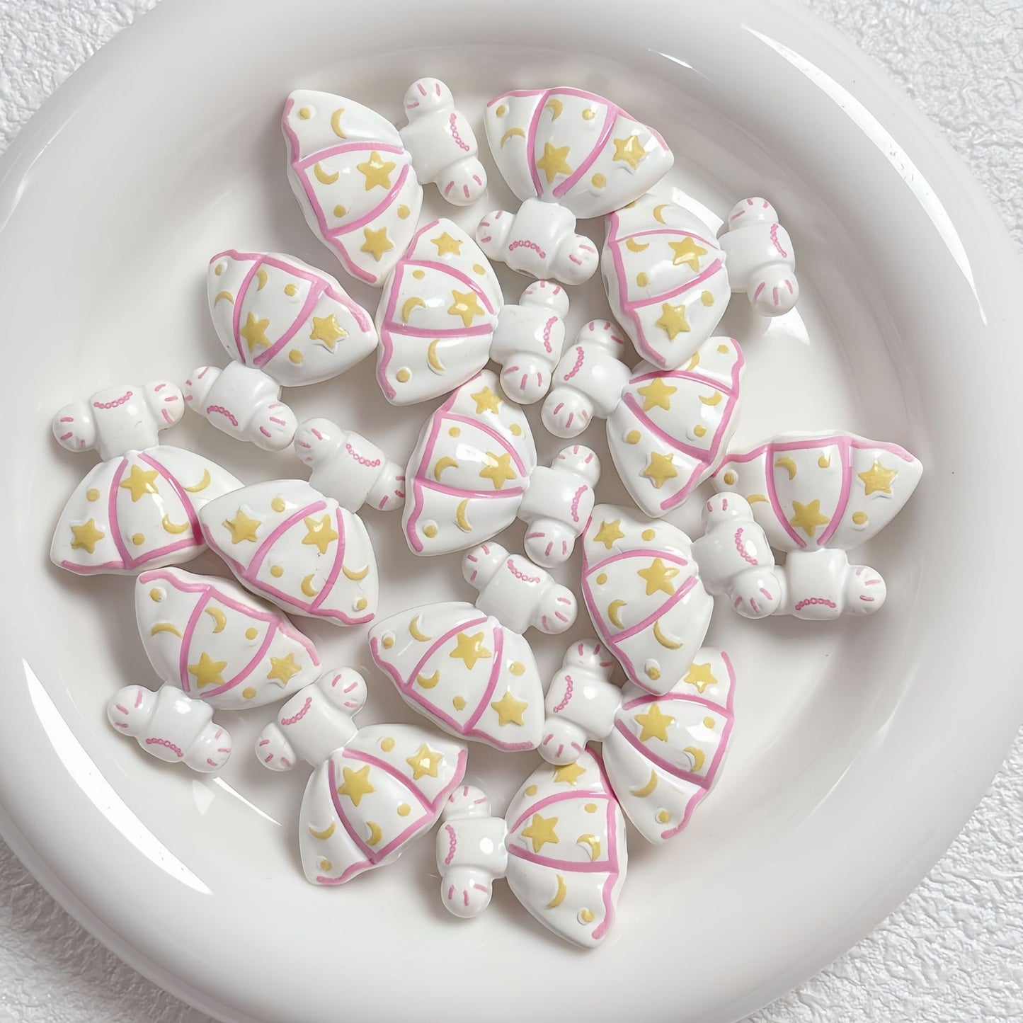Painted Dress Acrylic Beads 26mm Colorful Assorted 5pcs 3