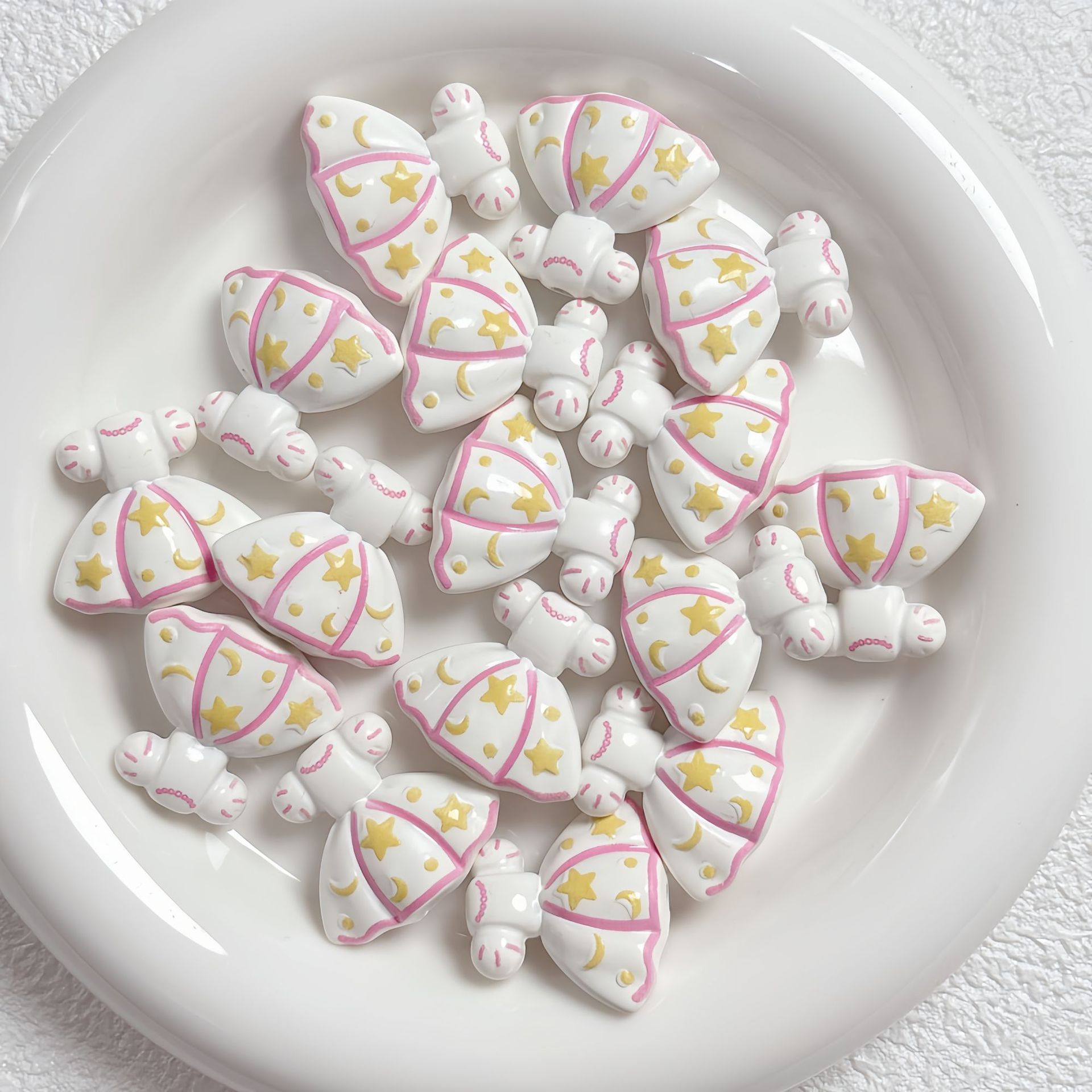 Painted Dress Acrylic Beads 26mm Colorful Assorted 5pcs 3