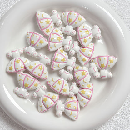 Painted Dress Acrylic Beads 26mm Colorful Assorted 5pcs 3