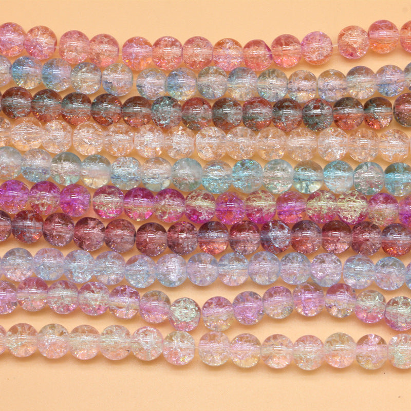 Crackle Round Glass Beads 8mm Gradient Dual Color Translucent 100pcs 2