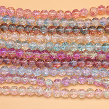 Crackle Round Glass Beads 8mm Gradient Dual Color Translucent 100pcs 2