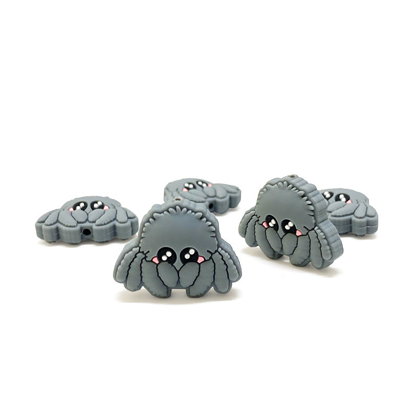 Silicone Focal Beads Octopus Fish Shy Expression Grey 20pcs 4
