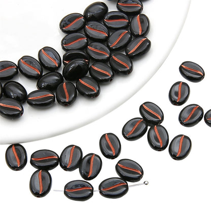 Transparent Coffee Bean Acrylic Beads 11x8mm Gold Highlights 30pcs 14