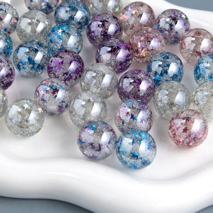 Shimmer Starry Resin Beads 16mm Round Multicolor 10pcs