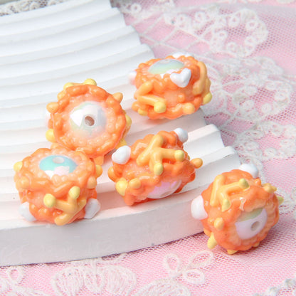 Hand Painted Cute Cake Series Acrylic Beads 18-23mm 10pcs 7