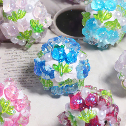 Embellished Bubblegum Beads 20mm Crystal Rose Polymer Clay 5pcs 2