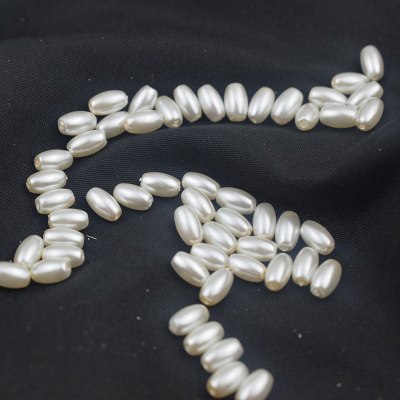 Oval Pearl Glass Beads 4x7mm 5x7mm 6x8mm Creamy Sheen Imitation 3