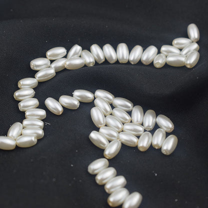Oval Pearl Glass Beads 4x7mm 5x7mm 6x8mm Creamy Sheen Imitation 3