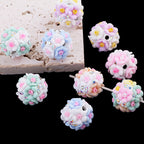 Rhinestone Flower Clay Beads 21mm Pastel Multicolor 10pcs 2