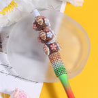 Embellished Flower Clay Beads 24mm Five-Petal Rhinestone 6pcs 4