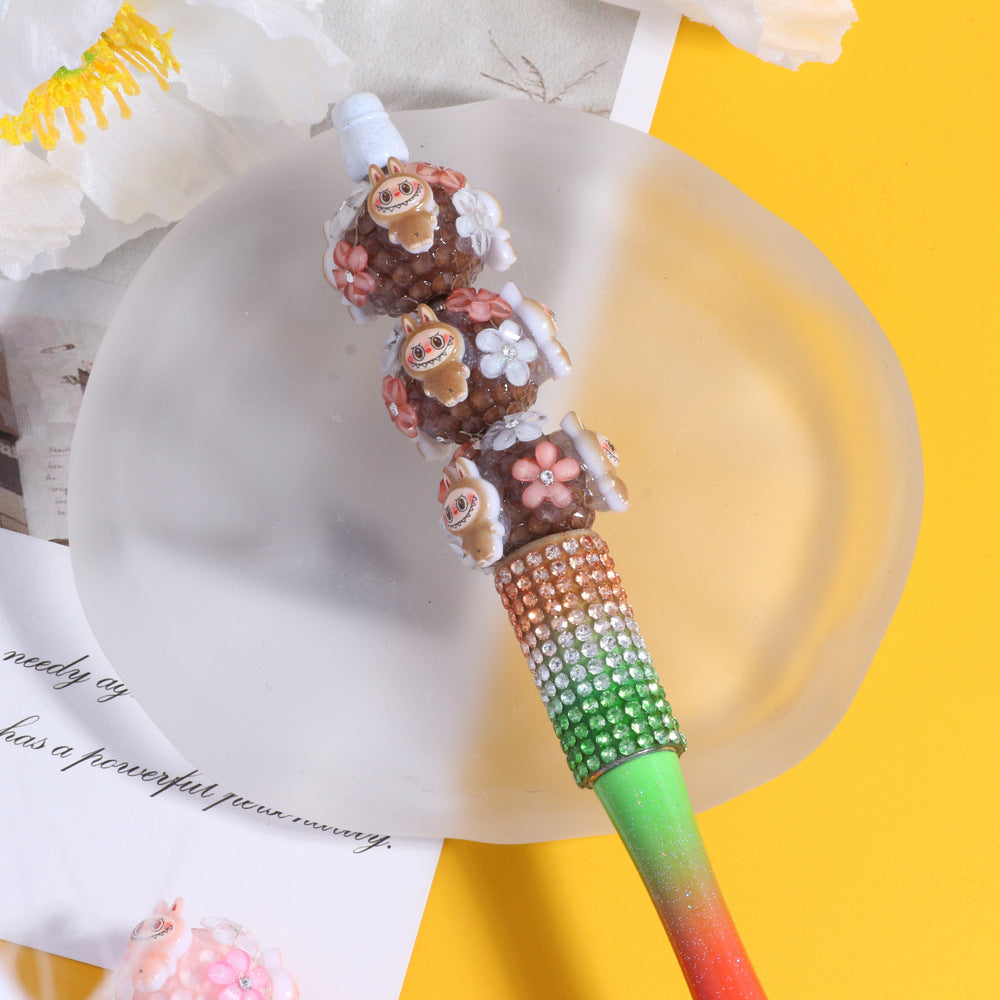 Embellished Flower Clay Beads 24mm Five-Petal Rhinestone 6pcs 4