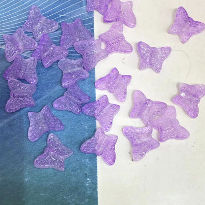 Czech Glass Beads Butterfly 15mm Amethyst Textured Wings 100pcs 16