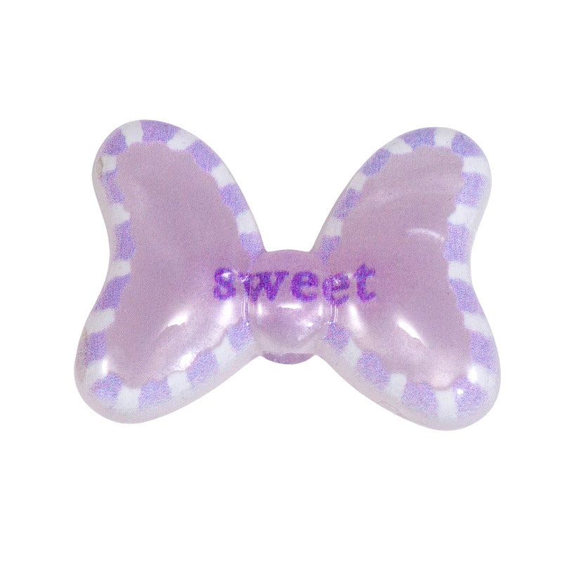 Sweet Polka Dotted Bow Acrylic Beads 29mm Colorful Mixed 10pcs 27