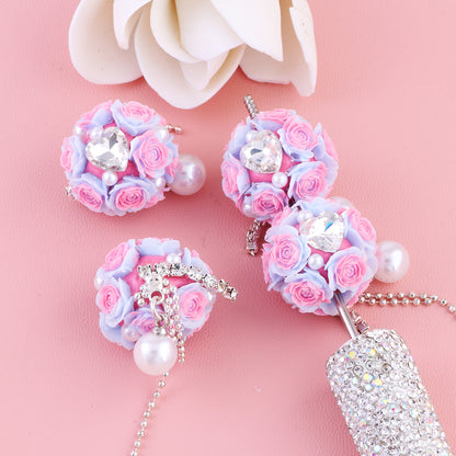 Flower Cluster Round Clay Beads 22mm Tassel Rose Gem 5pcs 7