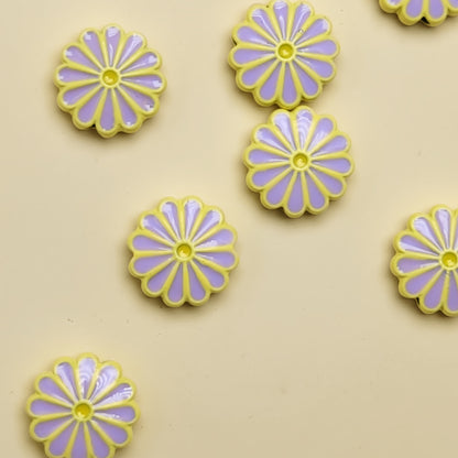 Daisy Metal Beads 13mm Baking Painted Zinc Alloy 20pcs 7