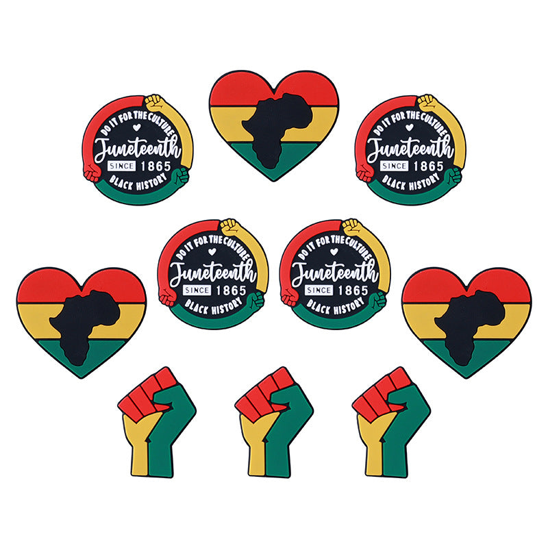 Silicone Focal Beads Black History Month Freedom Raised Fist 20pcs