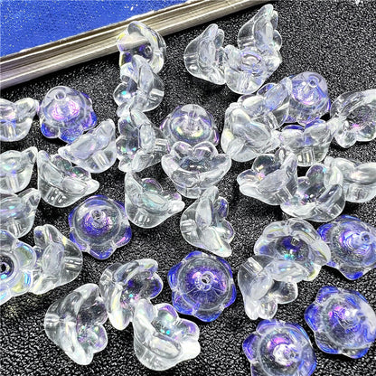 Wind Chime Flower Glass Beads 12mm Transparent Pink 50pcs 44