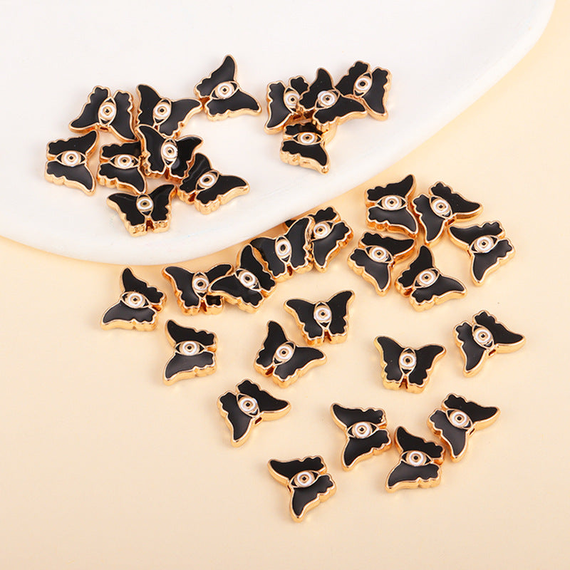 Irregular Shaped Metal Beads Double-Sided Enamel Evil Eye 20pcs 19