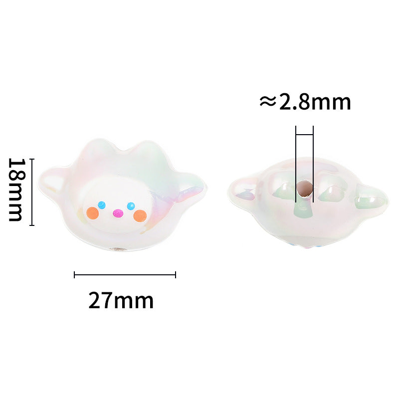 Plated Dumpling Doll Acrylic Beads 27mm UV Rainbow Pastel 25pcs 3