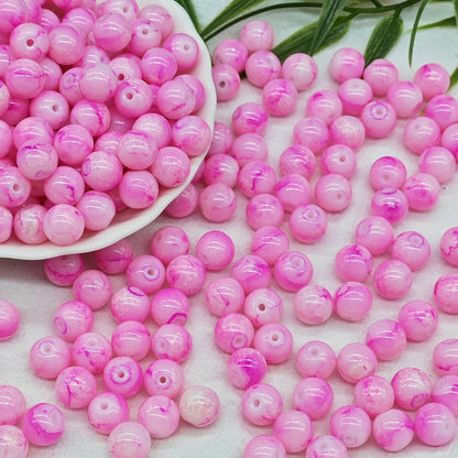 Antique Imitation Ceramic Splash Ink Round Glass Beads 10mm 100pcs 13