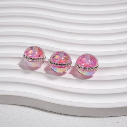 Luminous Rhinestone Chain Enlaced Resin Beads 16mm Round 10pcs 12