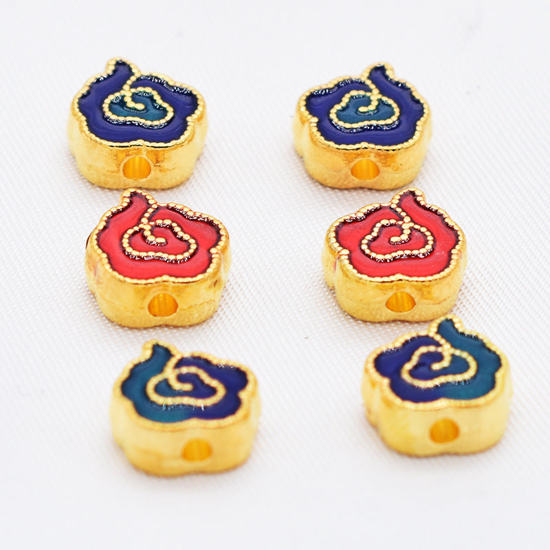 Irregular Cloud Metal Beads 10mm Gold Edged Enamel Plating 30pcs