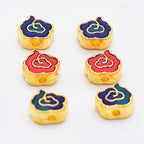Irregular Cloud Metal Beads 10mm Gold Edged Enamel Plating 30pcs