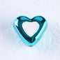 Metal Dual Color Heart Acrylic Beads 15mm Shiny Hollow 50pcs 12