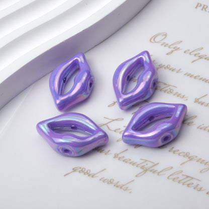 Plating Lip Acrylic Beads 25mm Metallic Glossy Finish 100pcs 8
