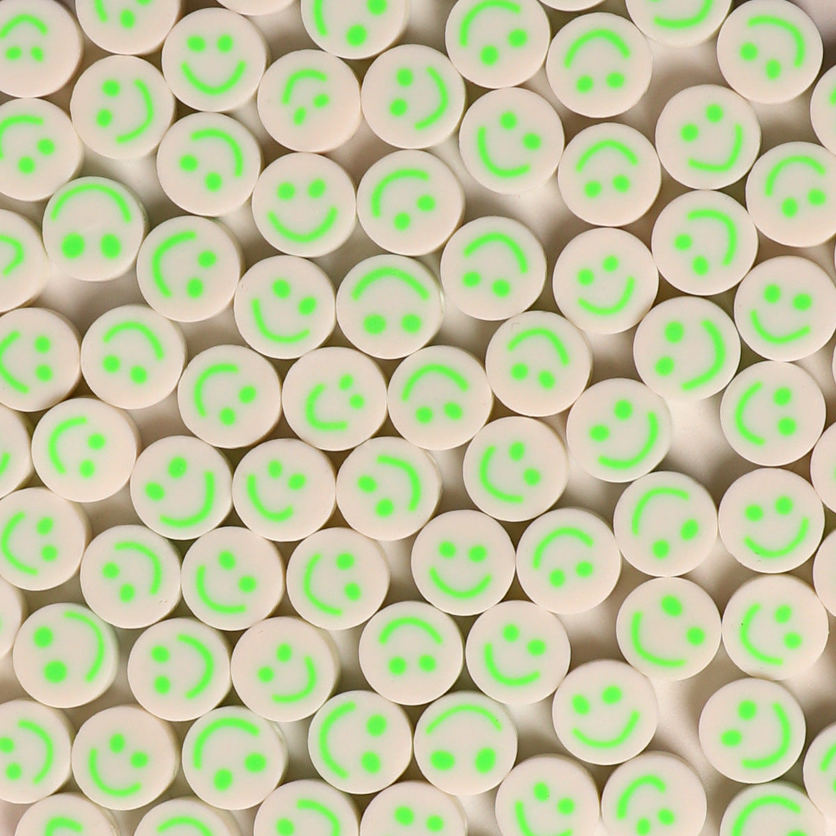 Flat Clay Beads 10mm Colorful Smiley Face Polymer 100pcs 13