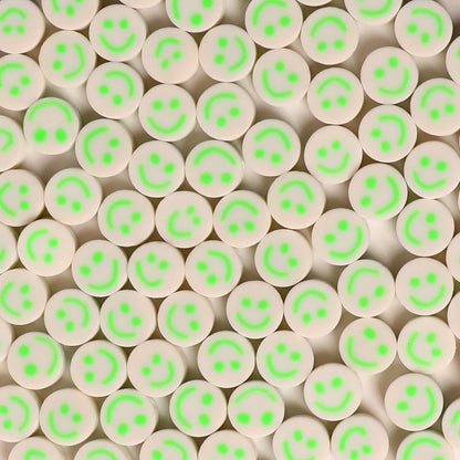Flat Clay Beads 10mm Colorful Smiley Face Polymer 100pcs 13