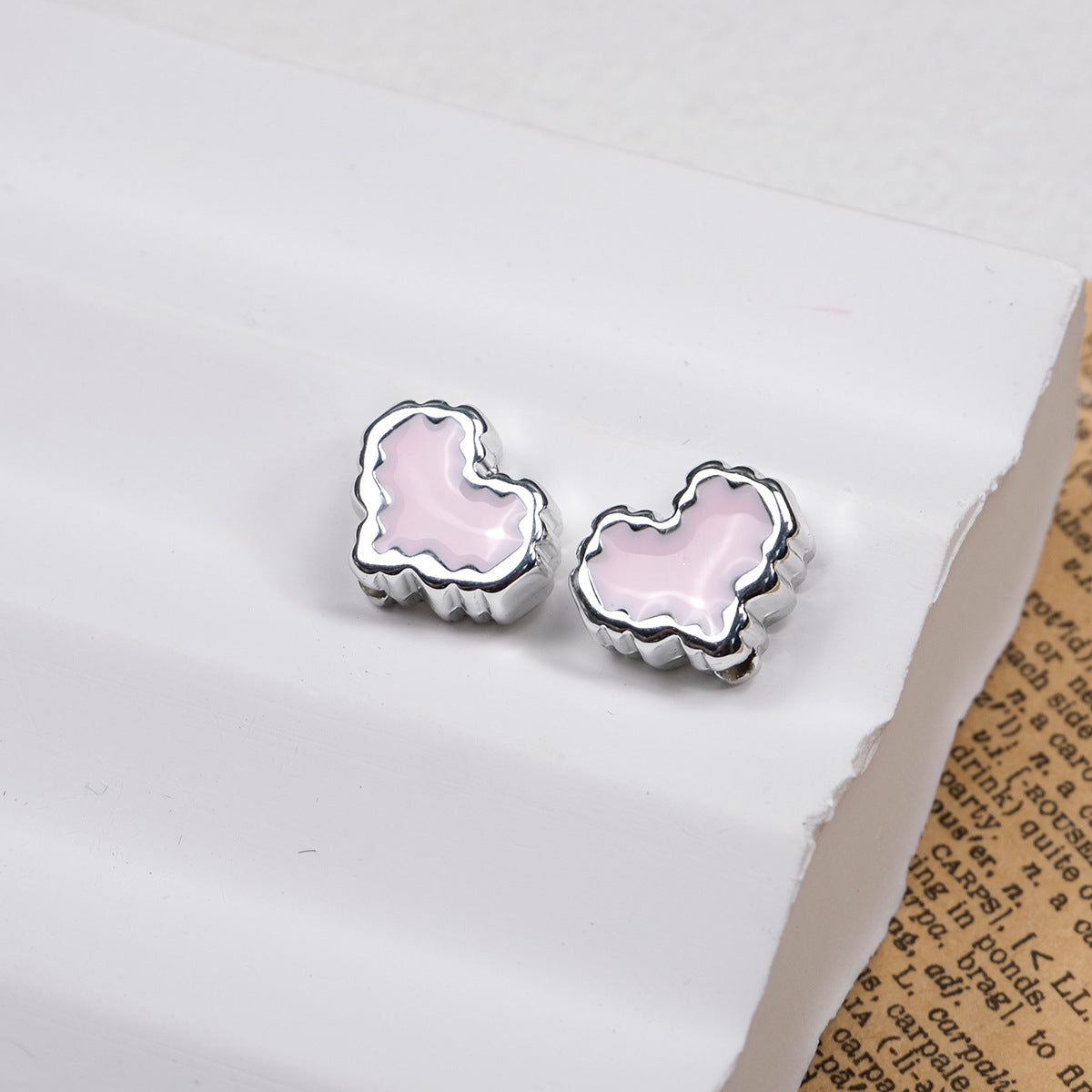 Silver Pixel Heart and Star Acrylic Beads 11mm Mixed Shapes 50pcs 14
