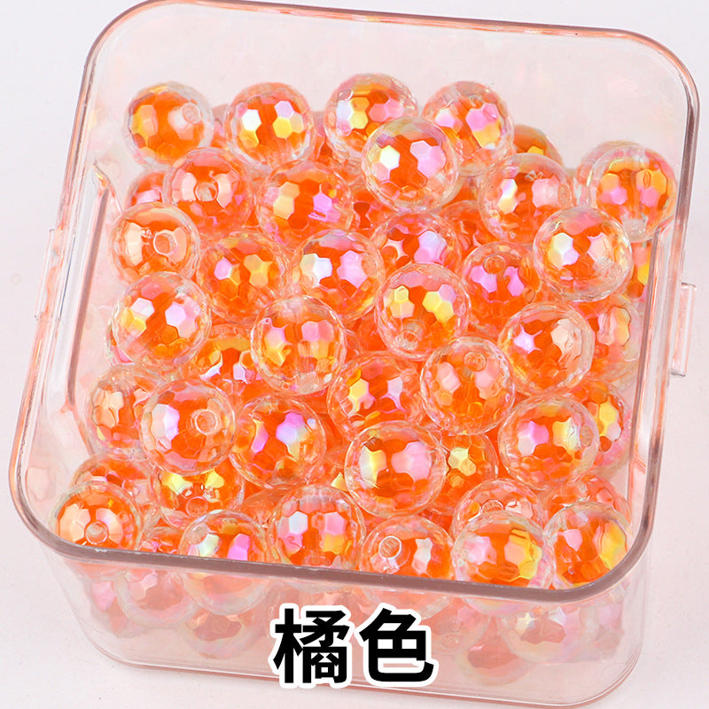 Iridescent Faceted Acrylic Beads 16mm Colorful Mixed 50pcs 9