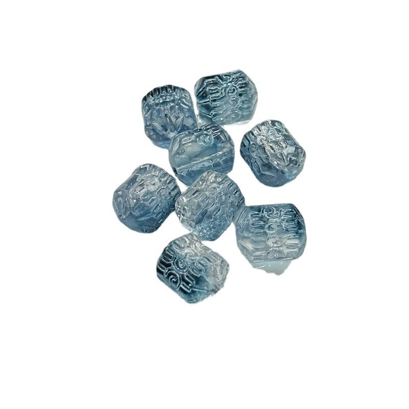 Electroplated Transparent Glass Beads 12mm Etched Rainbow Pattern 100pcs 5