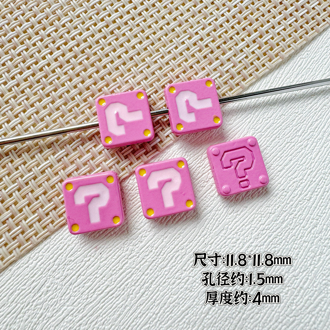 Square Metal Beads 11mm Painted Question Mark Design 20pcs 11