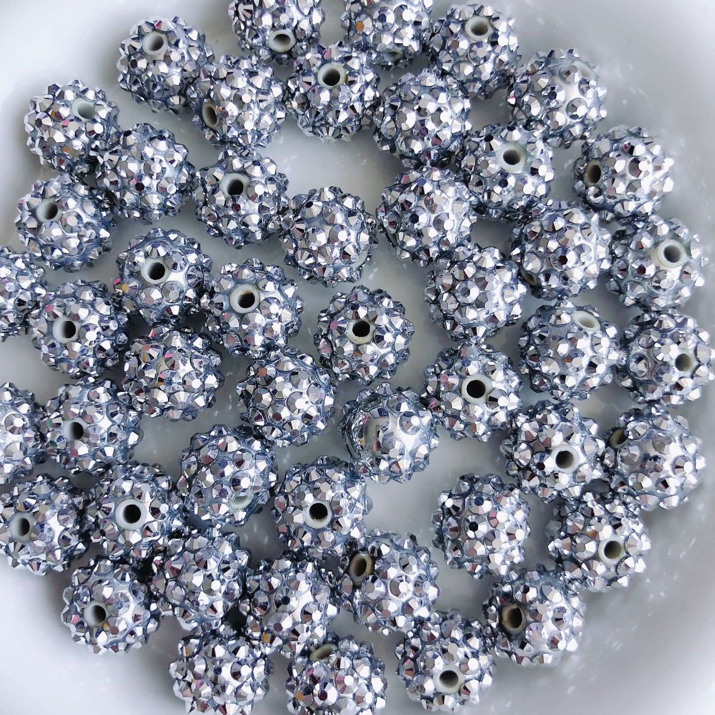 Bubblegum Round Rhinestone Beads 14mm Textured Shimmer 50pcs 30
