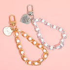 Pearl Chain Bracelet Keychain Alloy Elegant Lanyard Style
