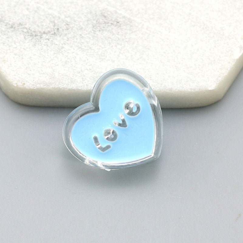 Transparent Love Heart Acrylic Beads 24mm Enamel Finish 20pcs 6