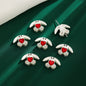 Bunny Holding Heart Rhinestone Beads 21mm Alloy Embeded 10pcs 2