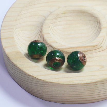Lampwork Glass Beads Round 10 12 14mm Gold Foil Jewel Toned 5pcs 8