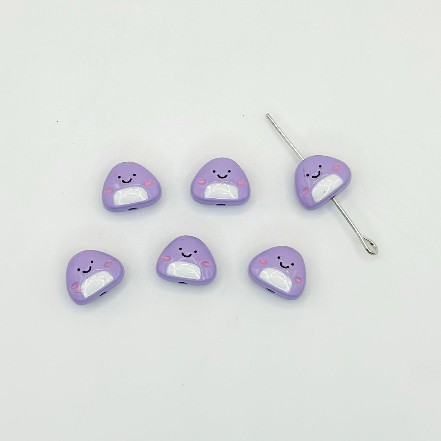Japanese Rice Ball Metal Beads 8*10mm Enamel Painted Alloy 10pcs 12